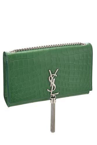 Yves Saint Laurent, Pre-Loved Green Embossed Leather Kate Tassel Medium, Green