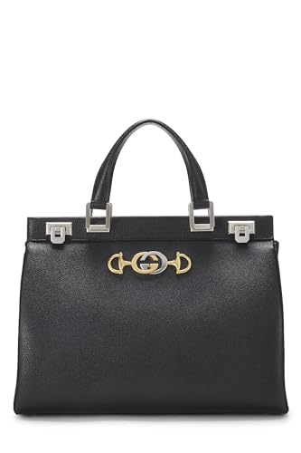 Gucci, Pre-Loved Black Leather Zumi Top Handle Bag Medium, Black