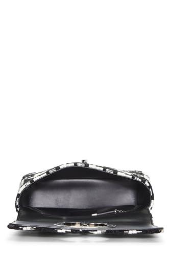 Dior, sac Caro en toile pied-de-poule multicolore d'occasion, petit, noir