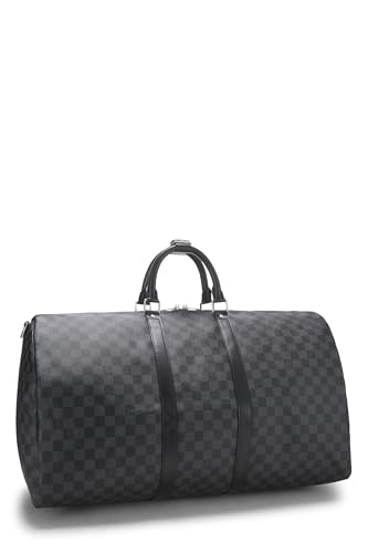 Louis Vuitton, Bandouliere Pre-Loved Damier Graphite Keepall 55, Negro