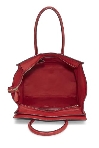 Céline, Pre-Loved Red Drummed Calfskin Luggage Mini, Red