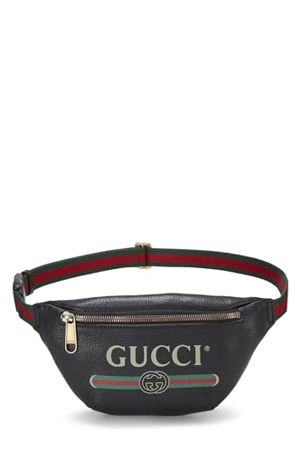 Gucci, sac ceinture en cuir noir avec logo imprimé, petit modèle, noir