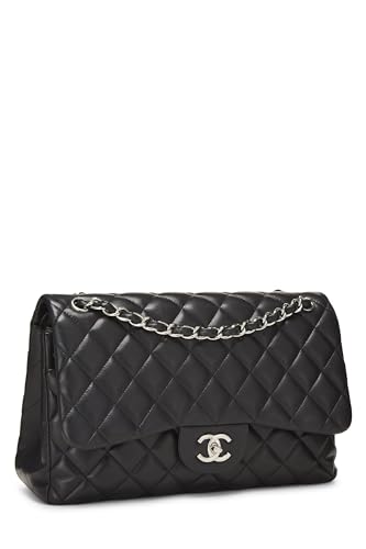 Chanel, New Classic Jumbo en cuir d'agneau matelassé noir d'occasion, noir