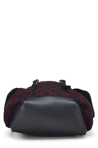 Gucci, sac à dos en laine GG bleu marine et rouge d'occasion, multicolore