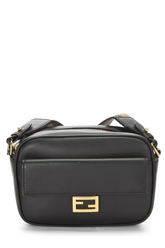 Fendi, Pre-Loved Black Leather Baguette Camera Bag Mini, Black