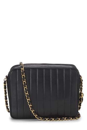 Chanel, sac à rabat enveloppe en cuir d'agneau noir d'occasion, taille moyenne, noir