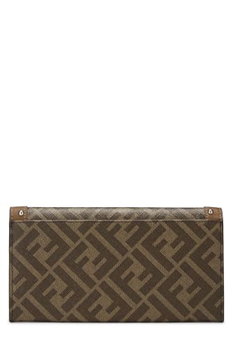 Fendi, portefeuille long en toile enduite marron d'occasion, marron