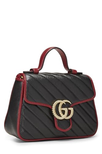 Gucci, Bolso con asa superior Torchon GG Marmont de cuero negro Pre-Loved, Negro