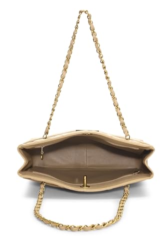 Chanel, sac fourre-tout matelassé beige « CC » à fermoir tournant, grand modèle, beige