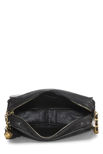 Chanel, Bolso para cámara con bolsillo mediano de piel de cordero negra Pre-Loved, Negro