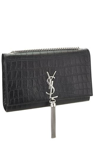 Yves Saint Laurent, Borla Kate mediana en relieve negra Pre-Loved, Negro