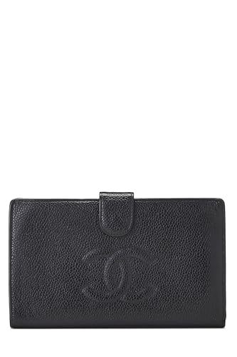 Chanel, portefeuille long Timeless 'CC' Black Caviar d'occasion, noir