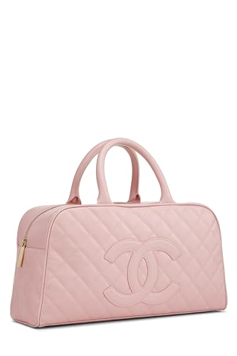 Chanel, Pre-Loved Pink Quilted Caviar Bowler, Pink