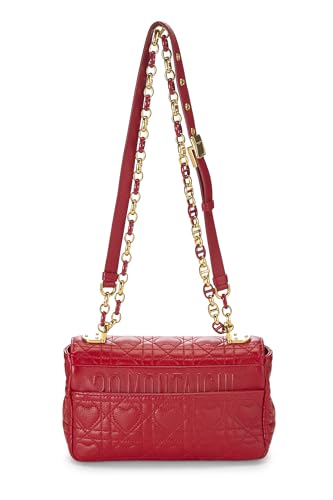 Dior, sac Caro Dioramour en cuir de veau rouge Cannage, petit modèle, d'occasion