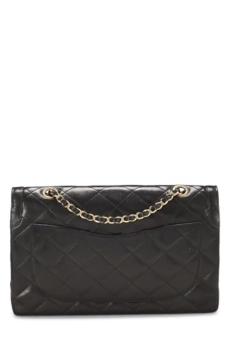 Chanel, Jumbo Double Flap en cuir d'agneau matelassé noir d'occasion, édition limitée Paris, noir