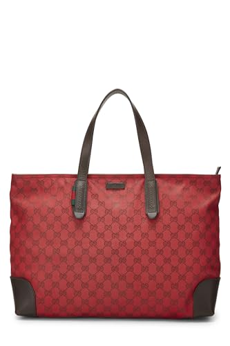 Gucci, Bolso tote grande con lazo de lona GG rojo Pre-Loved, Rojo