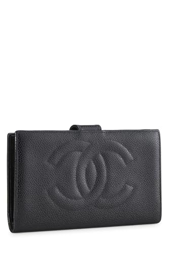 Chanel, Cartera larga 'CC' Black Caviar Timeless Pre-Loved, Negro