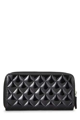 Chanel, Pre-Loved Black Patent Leather Zip Around Wallet, Black