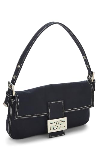 Fendi, Pre-Loved Navy Canvas Baguette, Navy