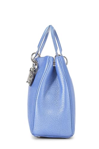 Dior, Pre-Loved Blue Metallic Leather Diorissimo Medium, Blue