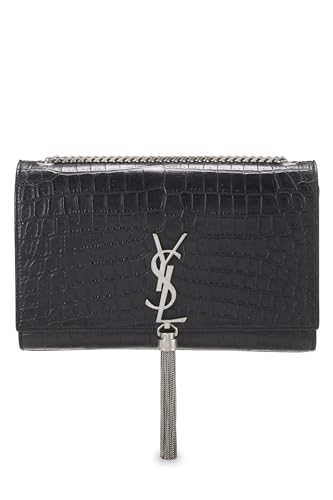 Yves Saint Laurent, Pre-Loved Black Embossed Kate Tassel Medium, Black