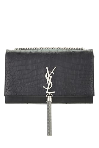 Yves Saint Laurent, Pre-Loved Black Embossed Kate Tassel Medium, Black