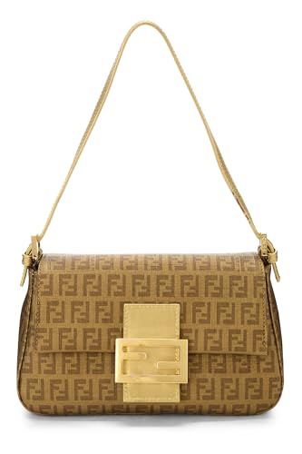 Fendi, Pre-Loved Gold Coated Canvas Zucchino Mama Mini, Gold