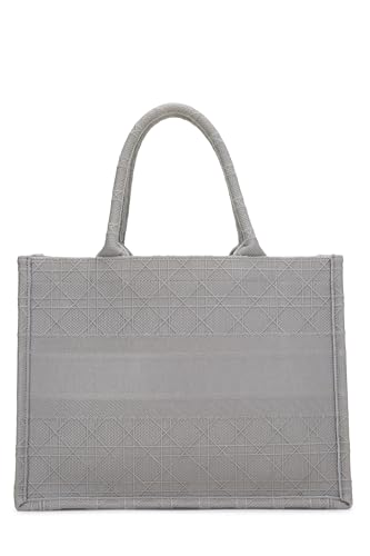 Dior, Bolso tipo libro mediano de lona gris Pre-Loved, Gris