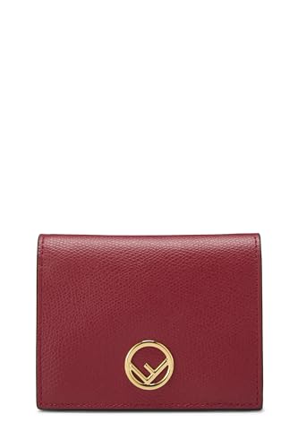 Fendi, portefeuille compact « F is Fendi » en cuir de veau rouge d'occasion, rouge