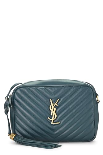 Yves Saint Laurent, sac photo Lou en cuir de veau matelassé vert d'occasion, vert