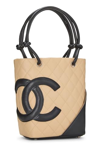 Chanel, Mini sac cabas Cambon Ligne en cuir de veau matelassé beige d'occasion, beige