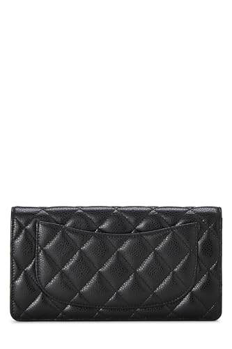 Chanel, portefeuille long yen classique matelassé noir Caviar d'occasion, noir