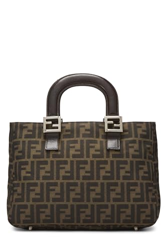 Fendi, sac à main en toile marron Zucca, petit modèle, d'occasion, marron