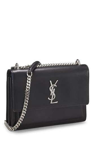 Yves Saint Laurent, sac à bandoulière Sunset Medium en cuir de veau noir d'occasion, noir