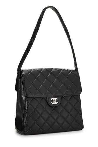 Chanel, sac à main double face en cuir d'agneau matelassé noir d'occasion, grand, noir