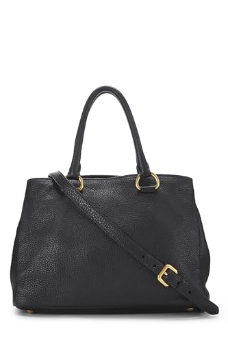 Prada, Pre-Loved Black Vitello Daino Convertible Tote, Black