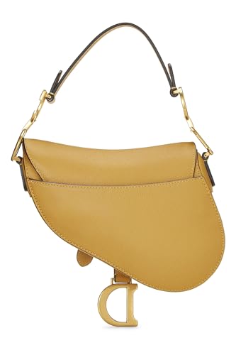 Dior, Pre-Loved Yellow Leather Saddle Bag Mini, Yellow