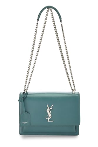 Yves Saint Laurent, sac à bandoulière Sunset Medium en cuir de veau vert d'occasion, vert