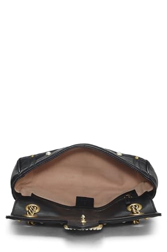 Gucci, Bolso de hombro pequeño GG Marmont de cuero negro y perlas de imitación Pre-Loved, Negro