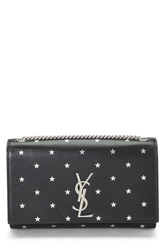 Yves Saint Laurent, Kate Medium Pre-Loved de piel de becerro negra con estrella en relieve, Negro