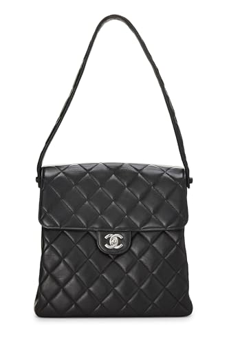 Chanel, Alto de doble cara acolchado de piel de cordero negra Pre-Loved, Negro