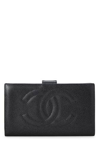 Chanel, Cartera larga 'CC' Black Caviar Timeless Pre-Loved, Negro