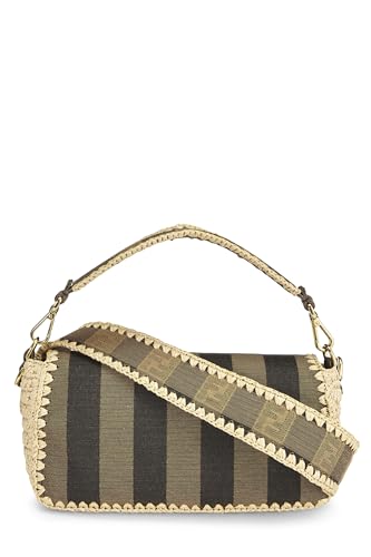 Fendi, sac à main convertible en toile Pequin marron d'occasion, taille moyenne, multicolore