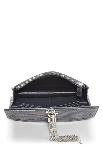 Yves Saint Laurent, Pre-Loved Grey Embossed Kate with Tassel Wallet On Chain (WOC), Grey