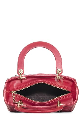 Dior, Pre-Loved Red Cannage Quilted Lambskin Lady Dior Medium, Red