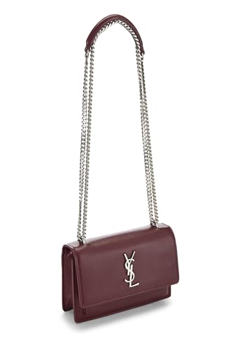 Yves Saint Laurent, Pre-Loved Burgundy Calfskin Sunset Wallet on Chain, Burgundy