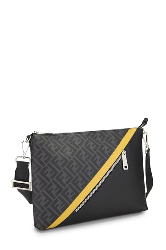 Fendi, Pre-Loved Black Coated Canvas Zip Messenger, Black