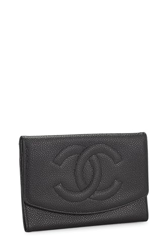 Chanel, Pre-Loved Black Caviar Timeless 'CC' Compact Wallet, Black