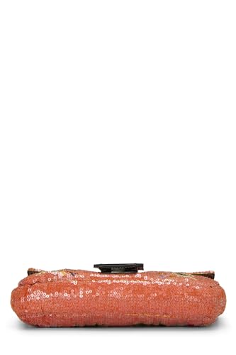 Fendi, Pre-Loved Orange Sequin Baguette, Orange