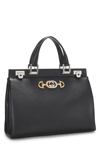 Gucci, Pre-Loved Black Leather Zumi Top Handle Bag Medium, Black